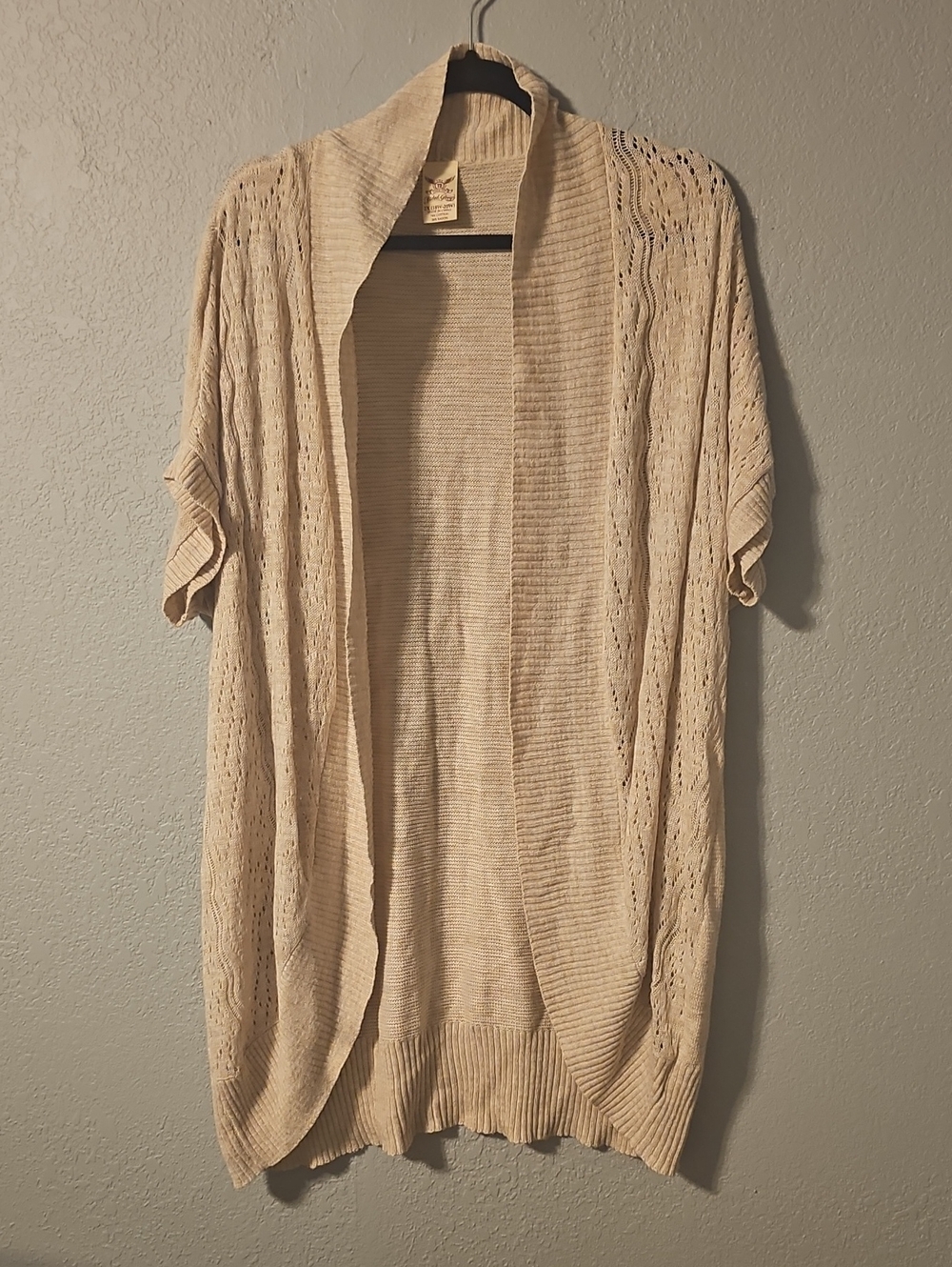 Faded Glory Cream Open-Front Knit Cardigan